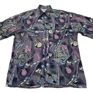 Bruno Men Medium Short Sleeve Sueded Hawaiian Graphic All Over Print Shirt Rayon